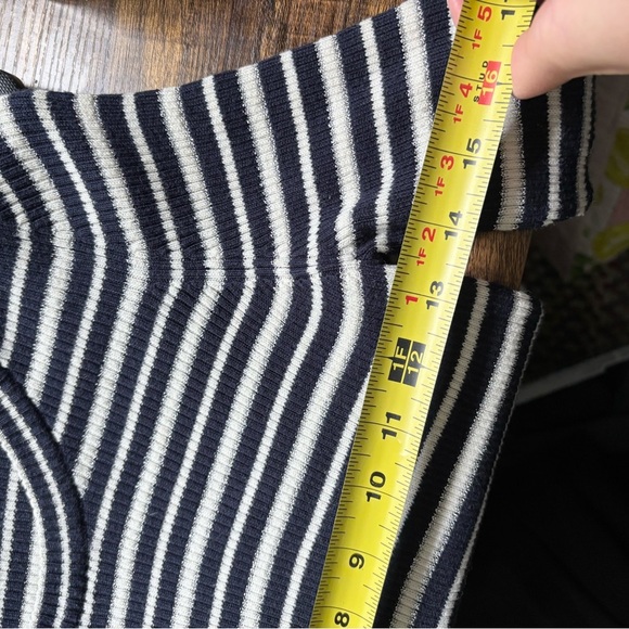 See by Chloe striped navy blue white ruffle knit sweater top size SM - Picture 7 of 7